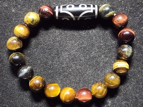 สร้อยประคำข้อมือหินทิเบต 7 ตา  หินไทเกอร์อาย 