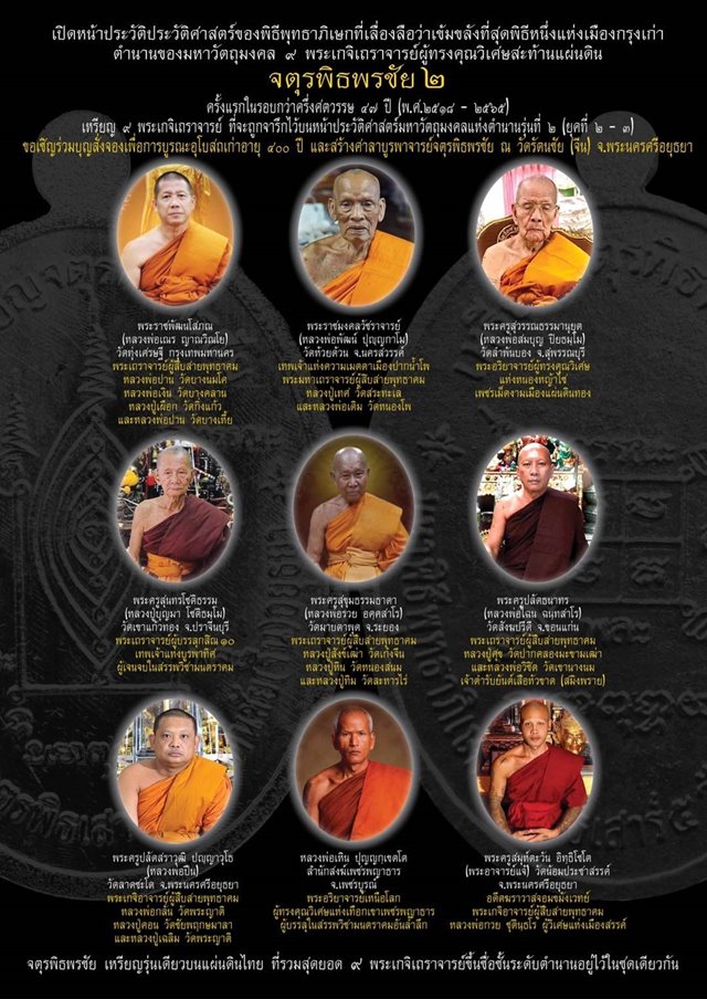 เหรียญ 9 เกจิ จตุรพิธพรชัย2 ชุดเนื้อทองแดงกะไหลทองลงยาสีแดง อ.แจ้ ลพ.เณร ลพ.พัฒน์ ลพ.เหิน ปลุกเสก