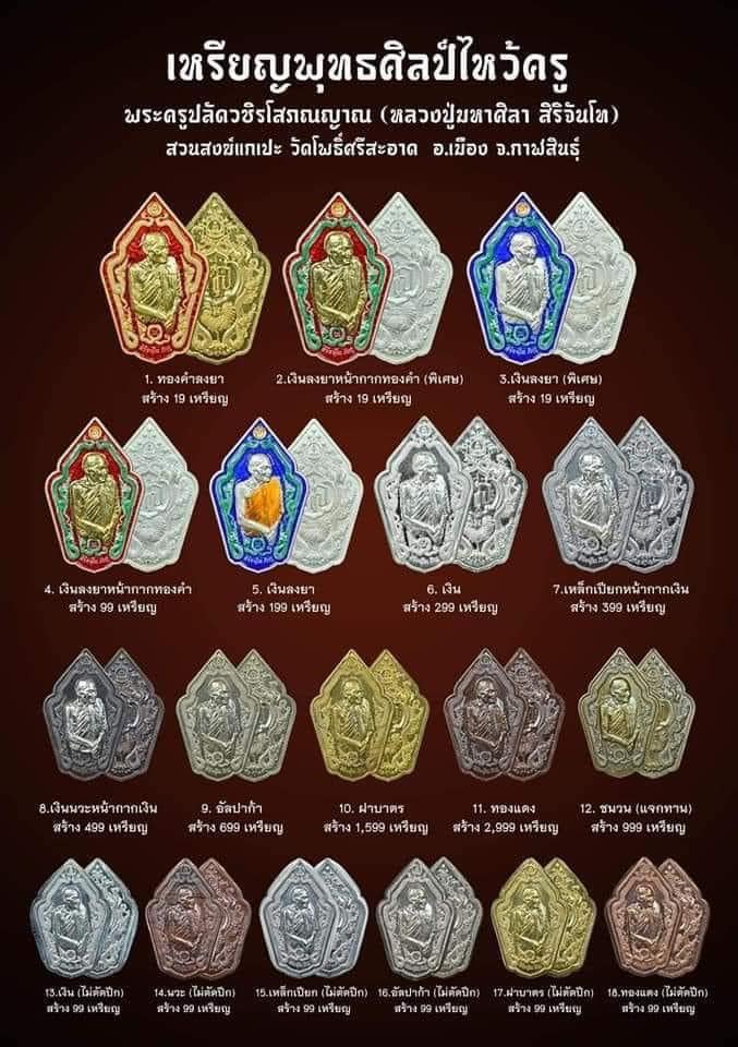 หลวงปู่มหาศิลา สิริจันโท เหรียญพุทธศิลป์ไหว้ครู ปี 64 สร้าง 999 เหรียญ สวนสงฆ์แกเปะ วัดโพธิ์ศรีสะอาด