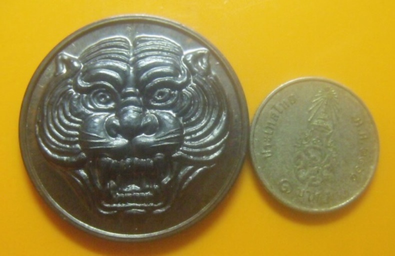 **เบา​ๆ​**เหรียญหน้าเสือ อาจารย์ชัย วัดบางไทร จ.นครศรีธรรมราช**ตอกโค้ด หลังยันต์ สวยๆ