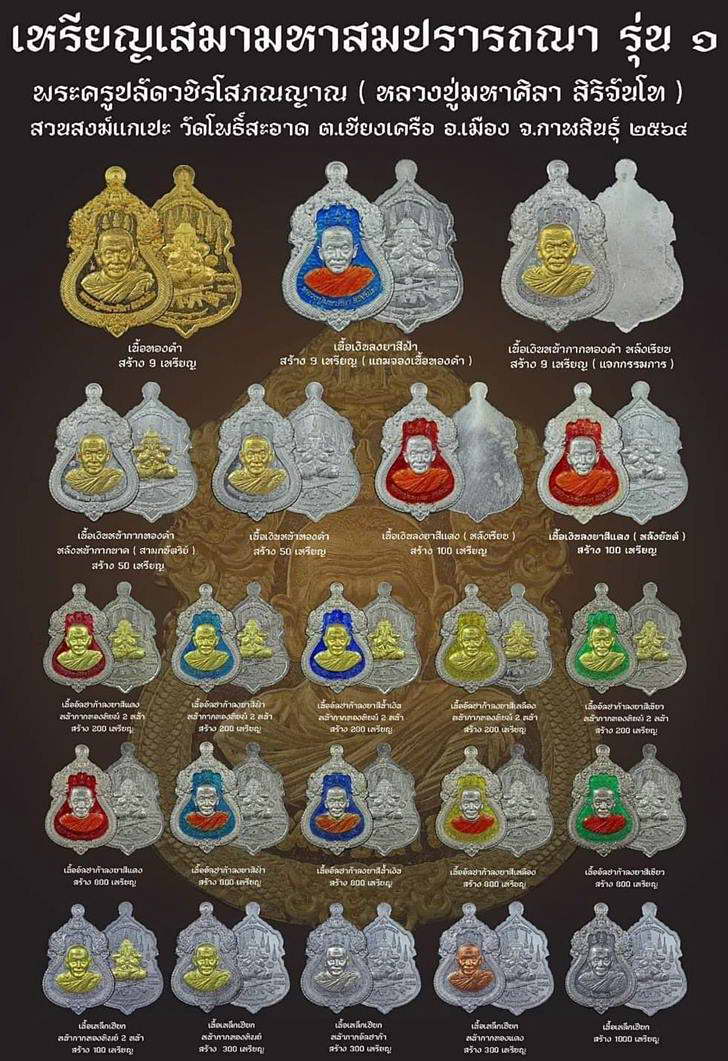 เหรียญมหาสมปรารถนา หลวงปู่มหาศิลา สิริจันโท สวนสงฆ์แกเปะ วัดโพธิ์ศรีสะอาด จ.กาฬสินธุ์ 