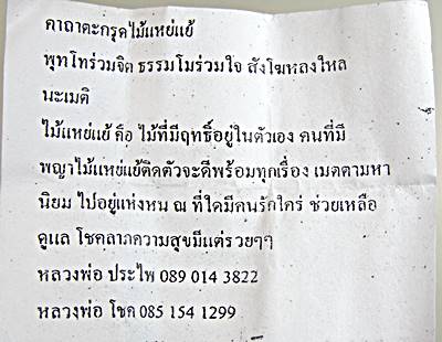 ตะกรุดไม้แหย่แย้ (มีฤทธิ์ในตัว เมตตามหานิยม คนรักใคร่ โชคลาภ )
