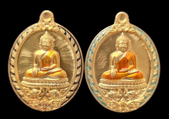 เคาะแรกแดง..ลพ.สำเร็จศักดิ์สิทธิ์ ๖๓..สัมฤทธิ์ลงยาขอบ ๒ เหรียญ กล่องเดิม..วัดหนองสะเดา สระบุรี 