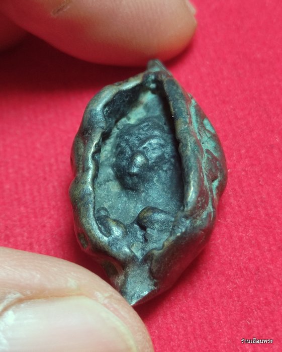 พระอุปคุตหอย หล่อโบราณ หลังยันต์ เนื้อสำริด