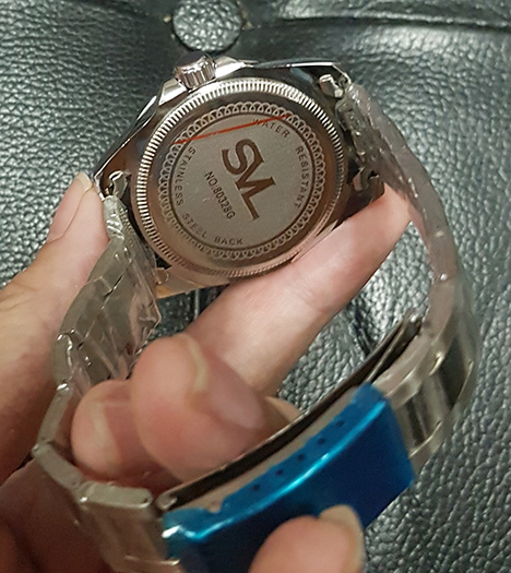 นาฬิกา SVL Authentic Perpetual ขอบดำ-น้ำเงิน หน้าดำ มีวันที่ ของใหม่ ทรงสวยยอดนิยม น้ำหนักกำลังดี