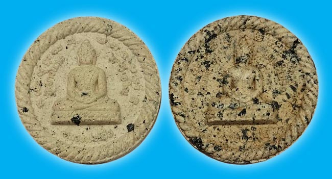 ผงพิมพ์สองหน้าหลวงพ่อเสือ วัดบางแวก เขตภาษีเจริญ กรุงเทพ เคาะเดียว