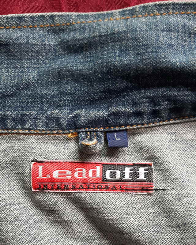 เสื้อแจ๊คเก็ตยีนส์ฟอก LEAD OFF ไซ้ด์ L ไหล่ 20 นิ้ว