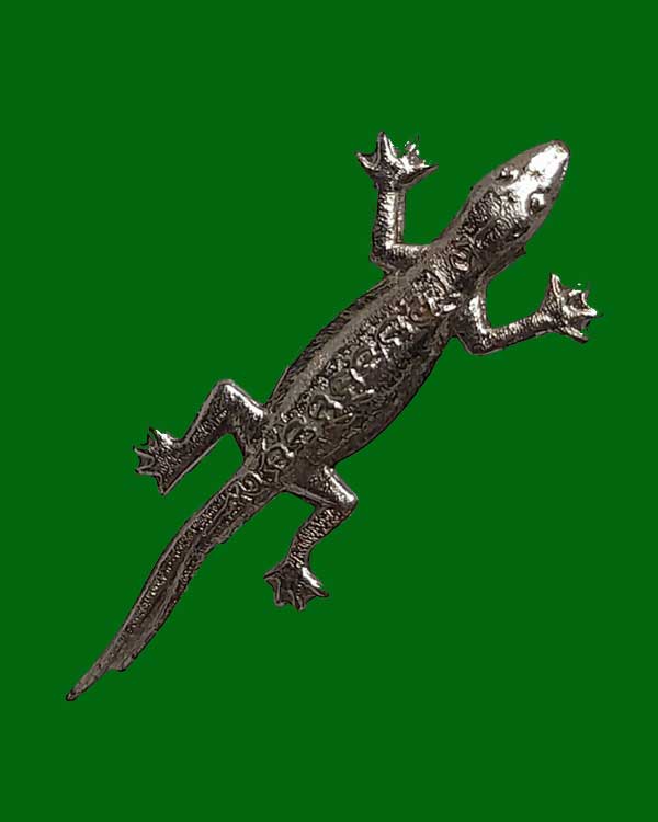 จิ้งจก หลวงพ่อบุญชู วัดหนองโรง จ.กาญจนบุรี ปี 36 กะไหล่เงิน