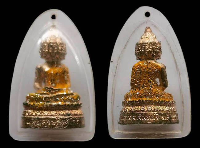 รูปหล่อกะไหล่ทองลงยา พระเศรษฐีนวโกฏิ วัดพลวง จันทบุรี เคาะเดียว