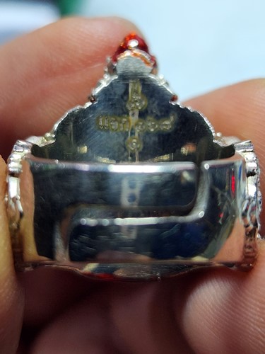 วัดสุวรรณเจดีย์ อยุธยา แหวนครุฑ รุ่น ทรัพย์สุวรรณ  พระอาจารย์เต่า เนื้ออัลปาก้าขัดเงาลงยาแดง รก5.1 แ