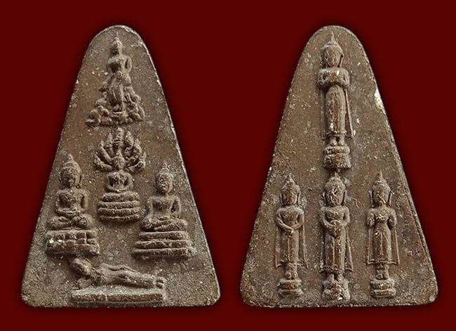 พระประจำวัน เนื้อผงใบลานผสมว่าน หลวงพ่อผินะ วัดสนมลาว สระบุรี ทีเดียว 4 องค์