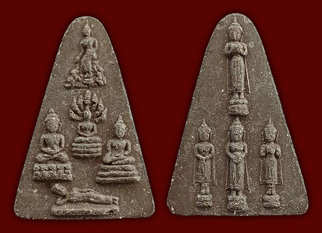 พระประจำวัน เนื้อผงใบลานผสมว่าน หลวงพ่อผินะ วัดสนมลาว สระบุรี ทีเดียว 4 องค์