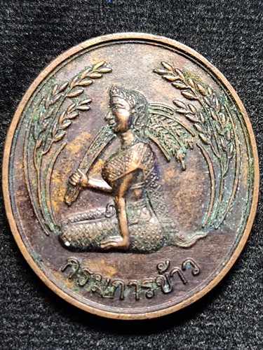 เหรียญแม่โพสพ กรมการข้าว จัดสร้าง ปี ๒๕๕๓ พิธีอันเชิญแม่โพสพขึ้นแท่น ศูนย์เมล็ดพันธุ์ข้าวพัทลุง