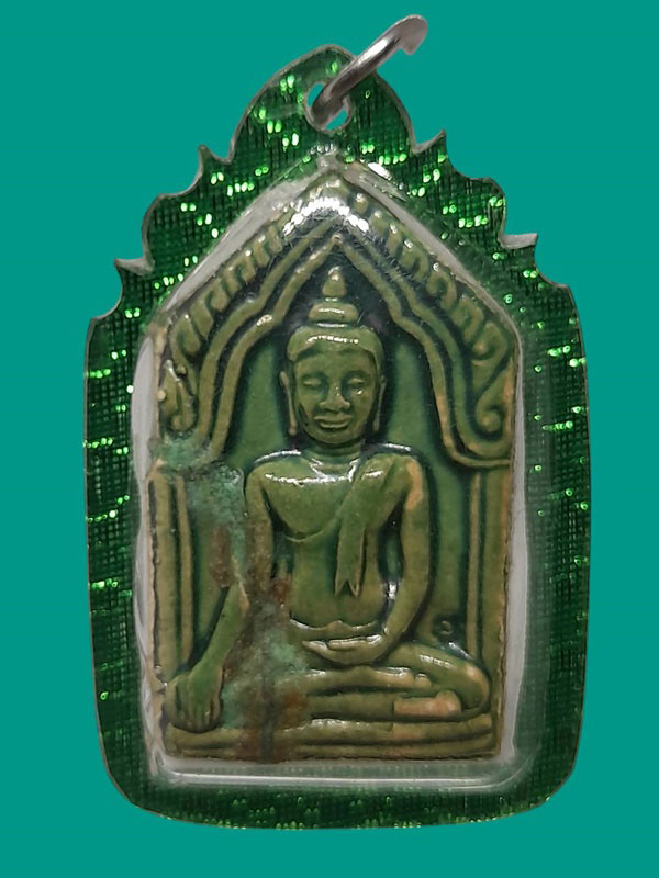 ขุนผนเคลือบเขียว หลวงปู่ทิม วัดพระขาว จ.อยุธยา พิมพ์ใหญ่ ตะกรุด ๒ ดอก