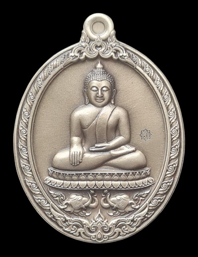 ลพ.สำเร็จศักดิ์สิทธิ์ รุ่นบันดาลทรัพย์ ๖๓..อัลปาก้าชุบซาติน # ๖๔๕ กล่องเดิม..วัดหนองสะเดา สระบุรี