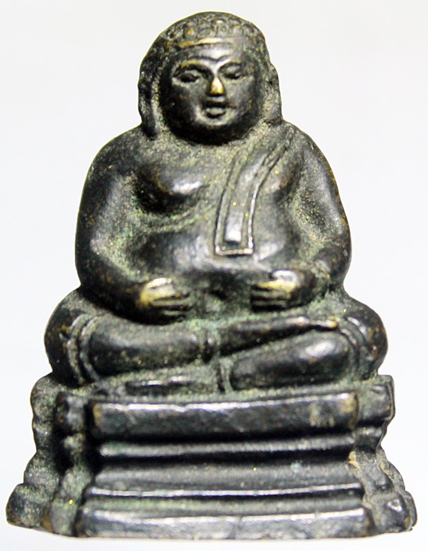 A862พระสังกัจจายน์หลวงพ่อเส็ง วัดศรีประจันตคาม ปี 2495 เนื้อทองผสม จ.ปราจีนบุรี โค๊ตดอกจันทร์ สภาพสว