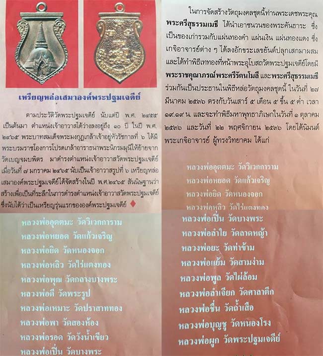 หรียญหล่อเนื้อทองเกร็ดระฆัง ครบรอบ 140 ปี องค์พระปฐมเจดีย์ ปี พ.ศ.2536