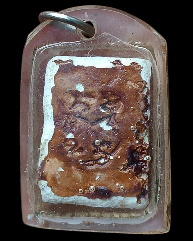 พระเนื้อผง พิมพ์พระของขวัญวัดปากน้ำ เลี่ยมพลาสติกเก่า ไม่ทราบวัด