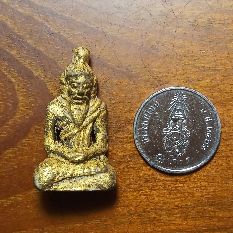 ฤาษี ผงลงรักปิดทองเก่า ใต้ฐานมีจาร