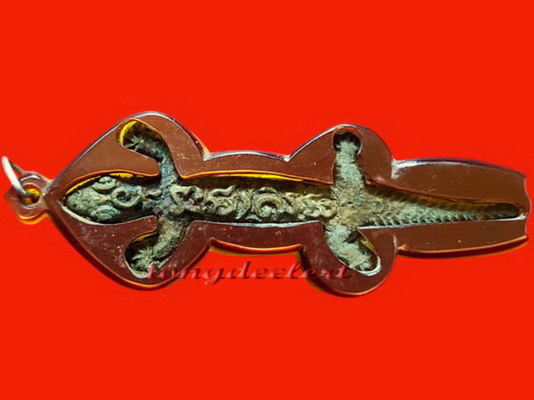 จิ้งจกคู่หล่อโบราณ โชคลาภ+มหาเสน่ห์ หลวงพ่อบุญชู วัดหนองโรง จ.กาญจนบุรี