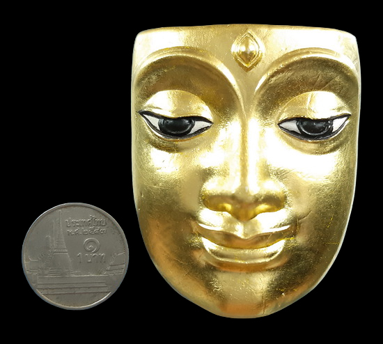 พระพุทธพักตร์ พระอาจารย์หนุ่ม วัดบางแวก กรุงเทพฯ เนื้อผงทาทอง พิมพ์ใหญ่ 