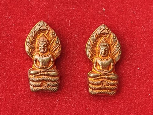 พระนาคปรกใบมะขาม หลวงพ่อทอง สุทธสีโล วัดบ้านไร่ เนื้อทองแดง จำนวน ๒ องค์ พร้อมกล่อง