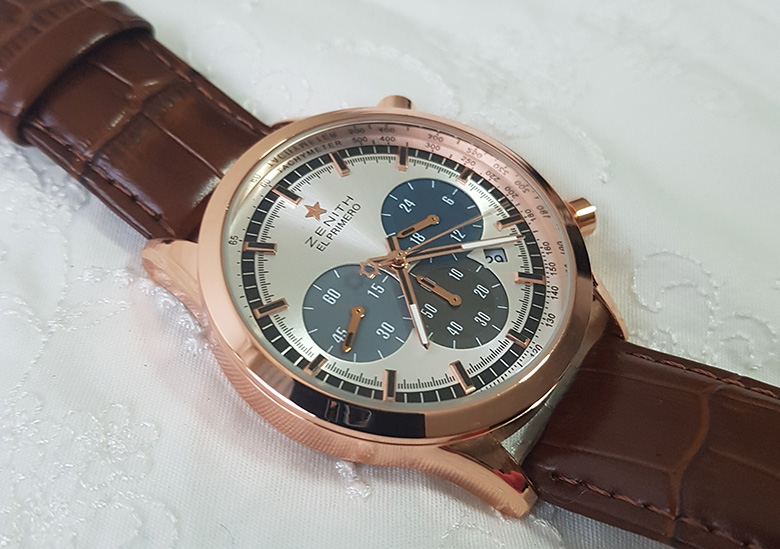 นาฬิกา Z E N I T H โครโนกราฟ EL Primero เรือน Pink Gold หน้าปัดสวยๆ Tachymeter