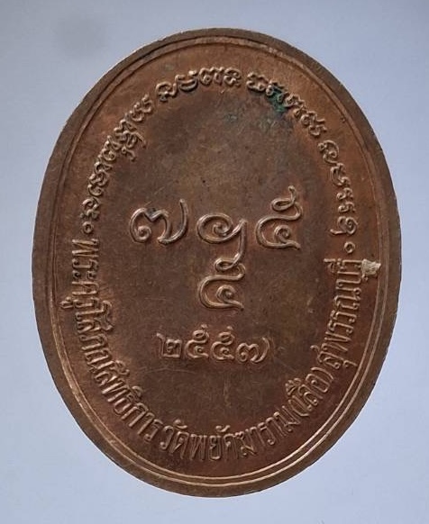 เหรียญหันข้าง หลวงพ่อสันต์ วัดเสือ จ.สุพรรณบุรี ปี2557 เนื้อทองแดงผิวไฟ