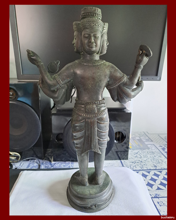 พระพรหมขนาดบูชา เนื้อสัมฤทธิ์ศิลา รุ่นมหาปรารถนา ปี 2548 ศิลปะขอมบายน หลวงปู่หงษ์ สุสานทุ่งมน
