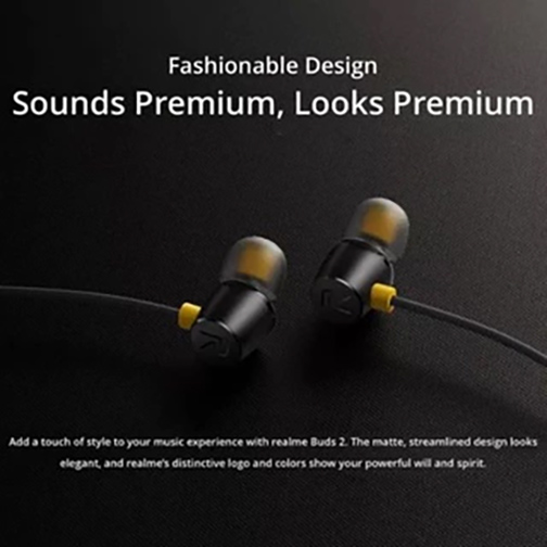 หูฟัง realme R20 ของใหม่ ดีไซน์สวย รุ่นนี้สีดำ แบบ in ear สวมใส่กระชับ ไม่หลุดง่าย พร้อมใช้เป็นสมอลท