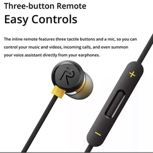 หูฟัง realme R20 ของใหม่ ดีไซน์สวย รุ่นนี้สีดำ แบบ in ear สวมใส่กระชับ ไม่หลุดง่าย พร้อมใช้เป็นสมอลท
