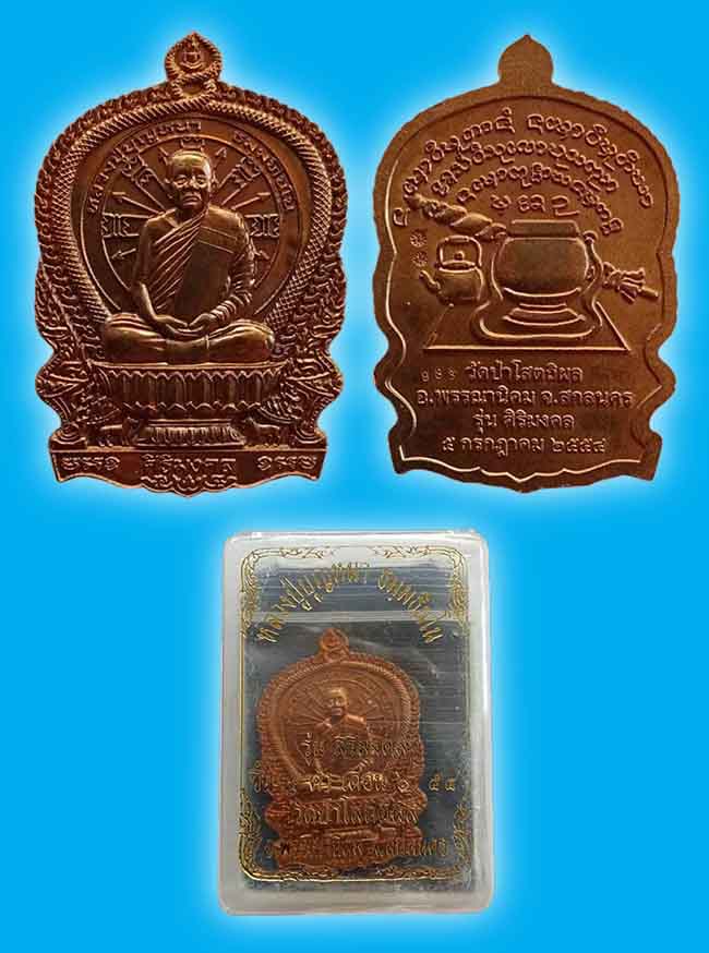 เหรียญนั่งพาน รุ่นสิริมงคล หลวงปู่บุญหนา วัดป่าโสตถิผล สกลนคร ปี 2554 ทีเดียว 5 องค์