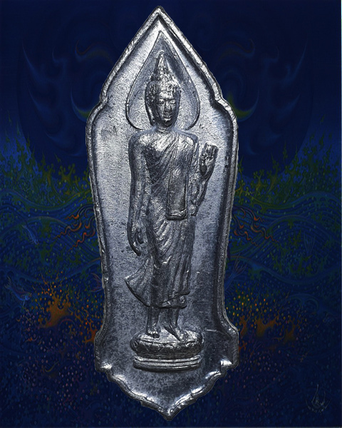 พระพุทธ 25 ศตวรรษ พิมพ์พระศกจุด เนื้อชินตะกั่ว ปี2500