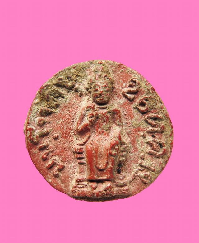 พระผงแดง จันทร์ลอย พิมพ์พระคัณธราช ปี 12 หลังยันต์ ไม่ทราบวัด