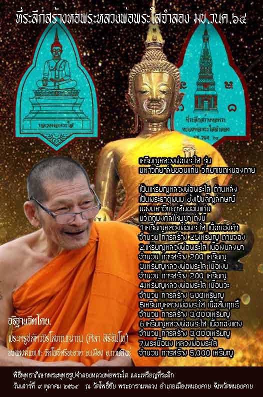  2 เหรียญ หลวงพ่อพระใสจำลอง มข.วนค.๖๔  อธิฐานจิตโดย. หลวงปู่ศิลา สิริจันโท