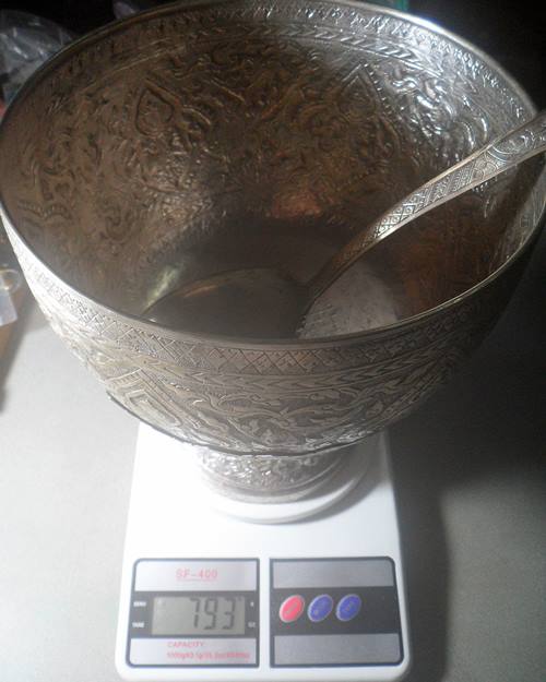 ชุดพาน ขัน ทัพพี เนื้อเงิน น้ำหนักประมาณ793กรัม