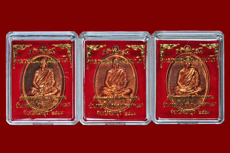 เหรียญรูปไข่เนื้อทองแดง รุ่น สร้างบารมี หลวงพ่อมนัส มนฺตชาโต พ.ศ.2559