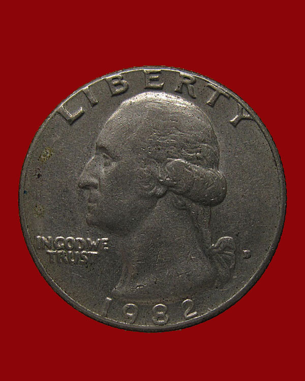 เหรียญ LIBERTY UNITED STATES OF AMERICA E PLURIBUS UNUM QUARTER DOLLAR IN GOD WE TRUST 1982 D