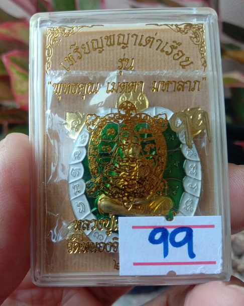 หลวงปู่แสน"พญาเต่าเรือน"เนื้อทองทิพย์ลงยาเขียว <<เลข99>>>