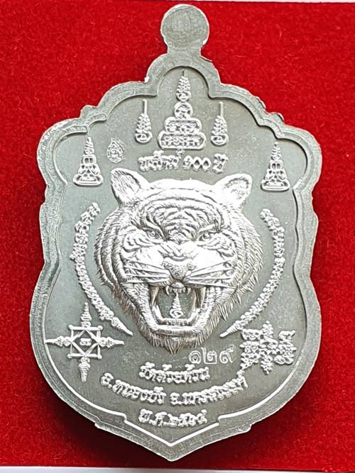 เหรียญพยัคฆ์๑๐๐ปี รุ่น๒ หลวงพ่อพัฒน์ เนื้อปีกเครื่องบินลงยา หมายเลข ๑๒๙ พร้อมกล่อง