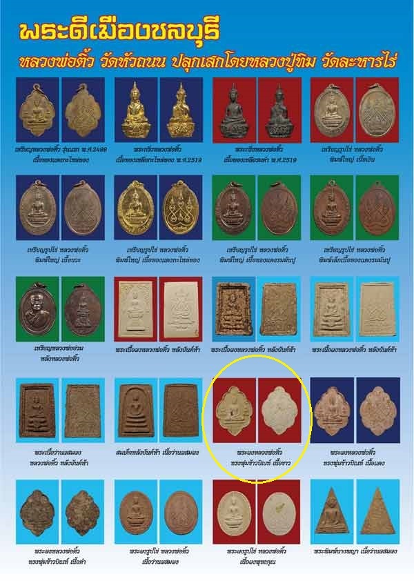 พระหลวงพ่อติ้ว พิมพ์พุ่มข้าวบิณ ปี 2518 หลวงปู่ทิมปลุกเสก พร้อมบัตรรับรองพระแท้