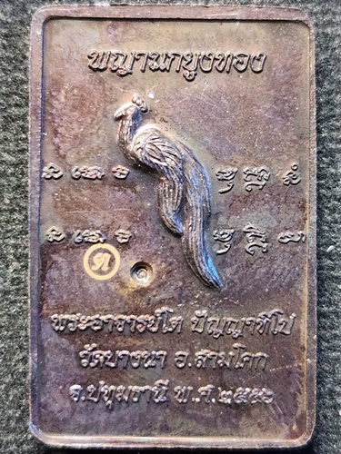 วัดบางนา ปทุมธานี เหรียญพญานกยูงทอง พระอาจารย์ โต ปัญญาทีโป 2556