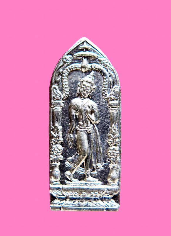 พระลีลากำแพงนิ้ว ลพ.ฑูรย์ วัดโพธิ์นิมิตร ตลาดพลู กทม. เนื้อชินเก่า กล่องเดิมจากวัด ปี 06