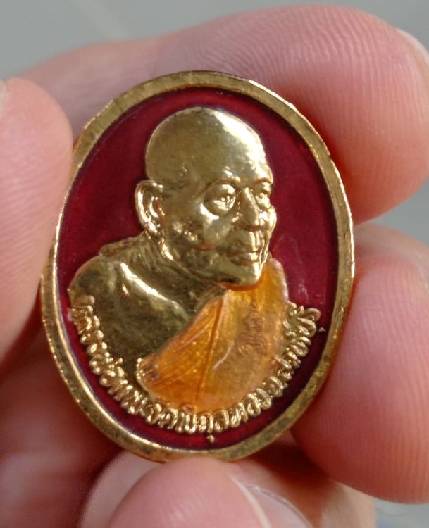 เหรียญหลวงพ่อแพ วัดพิกุลทอง ลงยาแดง หลังพระพุทธชินราช