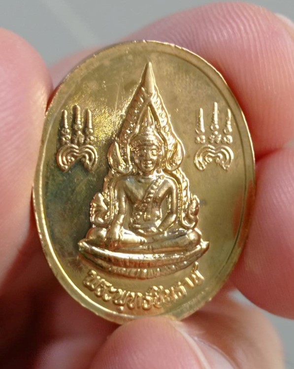เหรียญหลวงพ่อแพ วัดพิกุลทอง ลงยาแดง หลังพระพุทธชินราช