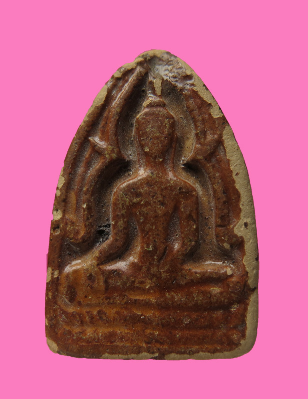 พระพุทธชินราช  เนื้อดินผสมผง เคลือบ เก่าจัด