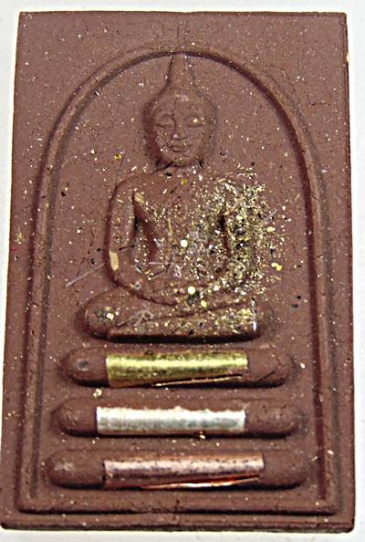 พระสมเด็จหลวงปู่สมบุญ วัดลำพันบอง สุพรรณบุรี โรยผงตะไบ เกศา ฝังตะกรุด