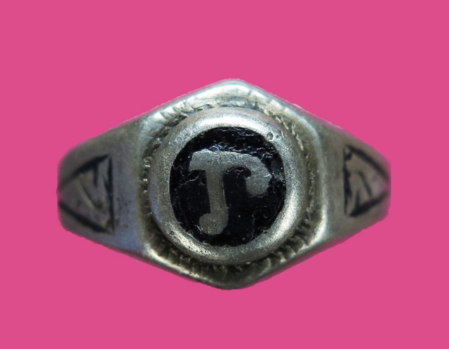 แหวน หัวนโม เนื้อเงินลงถม ไม่ทราบวัด