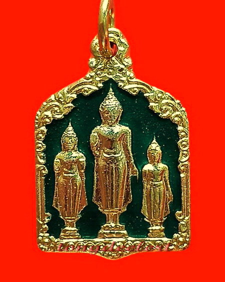 เหรียญพระร่วงฤทธิโรจน์ หลวงพ่อเล็ก วัดสันติคีรีศรีบรมธาตุ(วัดเขาดิน) จ.กาญจนบุรี กะไหล่ทองลงยาค่ะ