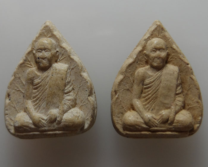 พระผงรูปเหมือนใบโพธิ์ พระครูธรรมทิวากร(เลิศ) วัดบ้านแป้ง จ.อยุธยา ปี๒๕๔๒ (๒องค์)